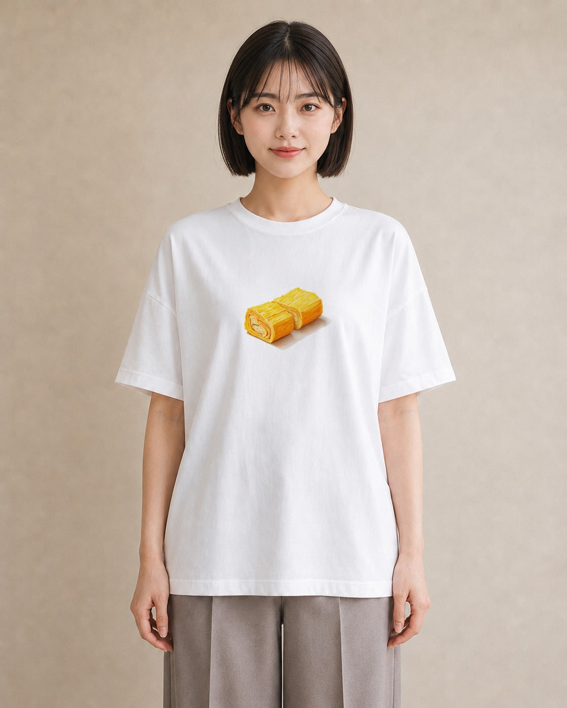 半袖Tシャツ レディース パン 食べ物 フード イラスト ガーリー 通勤 在宅 白T YMAZO