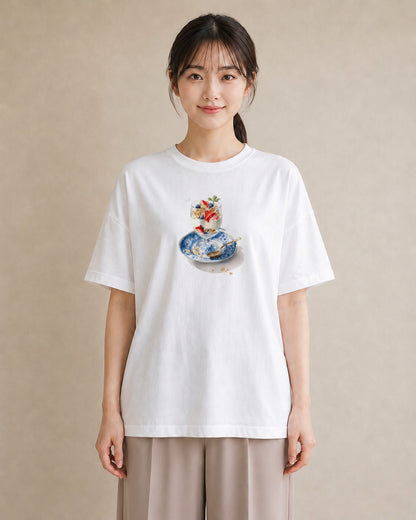 プリントTシャツ レディース パフェ 食べ物 フード イラスト 可愛い 敬老の日 ホワイトデー 白T YMAZO