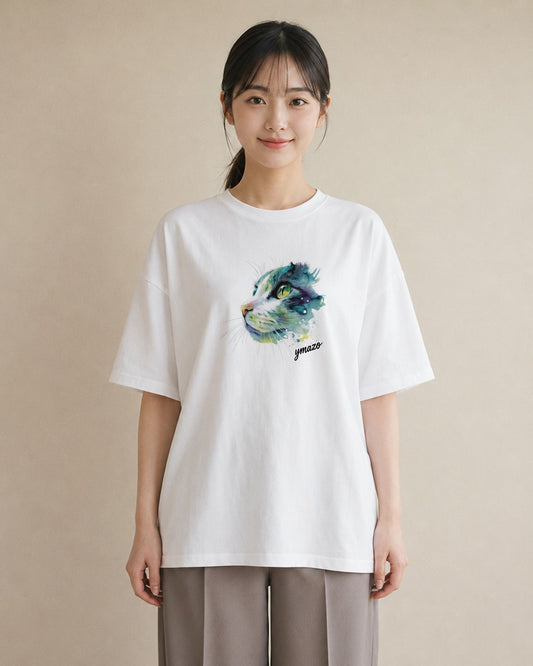 Tシャツ レディース 猫好き 猫 ねこ イラスト こなれ感 女子会 お揃い 白T YMAZO