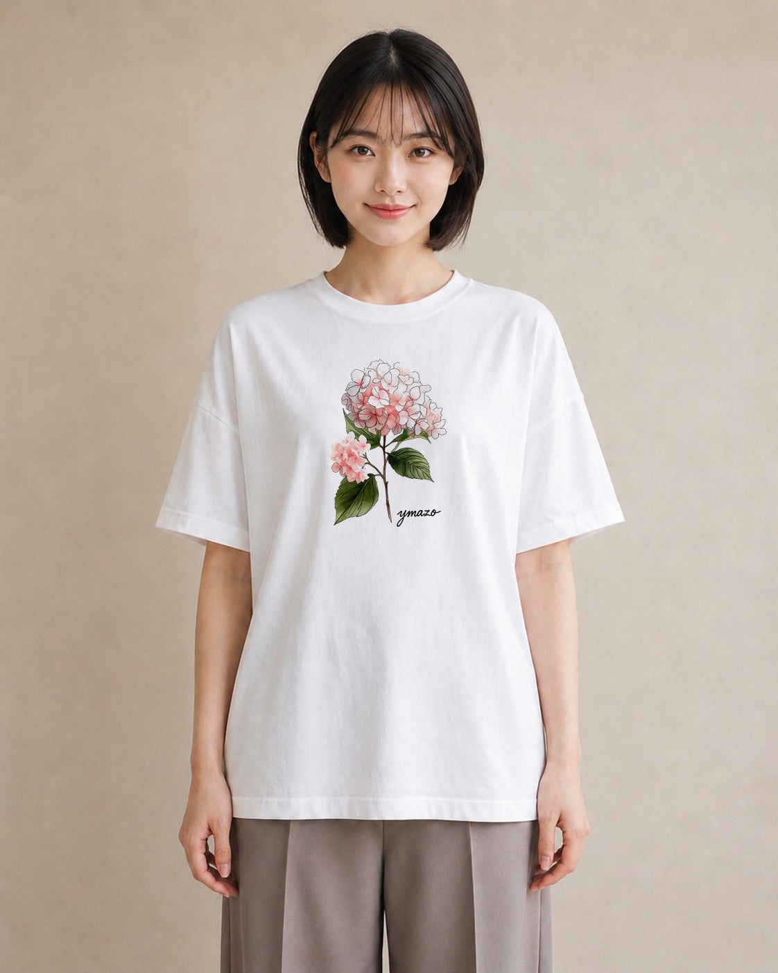 Tシャツ レディース あじさい 紫陽花 アジサイ 花 花柄 イラスト ナチュラル 部屋着 女性向けギフト 白T
