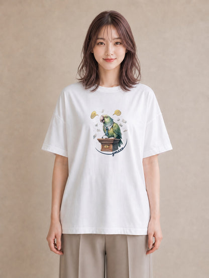 Tシャツ レディース セキセイインコ ペット 動物 イラスト 可愛い 普段着 週末コーデ 白T YMAZO