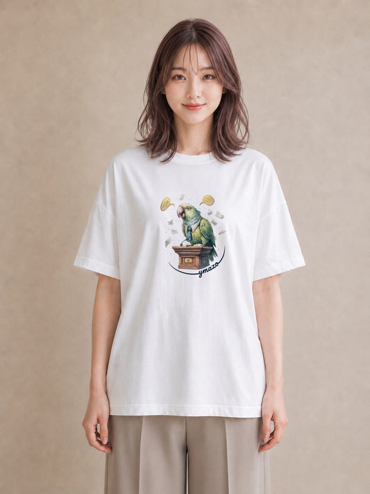Tシャツ レディース セキセイインコ ペット 動物 イラスト 可愛い 普段着 週末コーデ 白T YMAZO