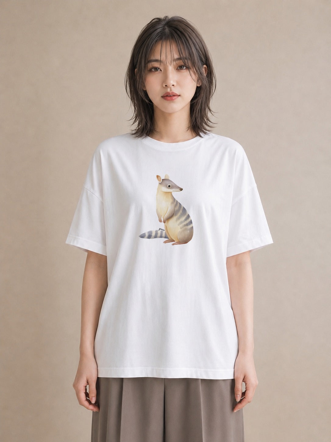 Tシャツ レディース デグー ペット 動物 イラスト ポップ ビーチ デイリーウェア 白T YMAZO