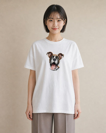 デザインTシャツ レディース 白柴 犬 いぬ イラスト ガーリー ラフ レイヤード 白T YMAZO