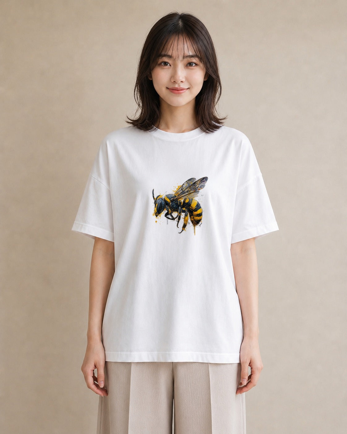 半袖Tシャツ レディース みつばち 昆虫 虫 イラスト こなれ感 姉妹 送別ギフト 白T YMAZO