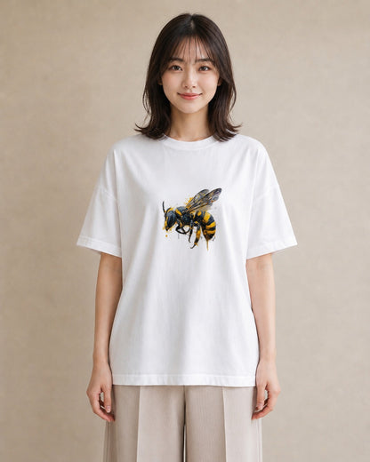 半袖Tシャツ レディース みつばち 昆虫 虫 イラスト こなれ感 姉妹 送別ギフト 白T YMAZO