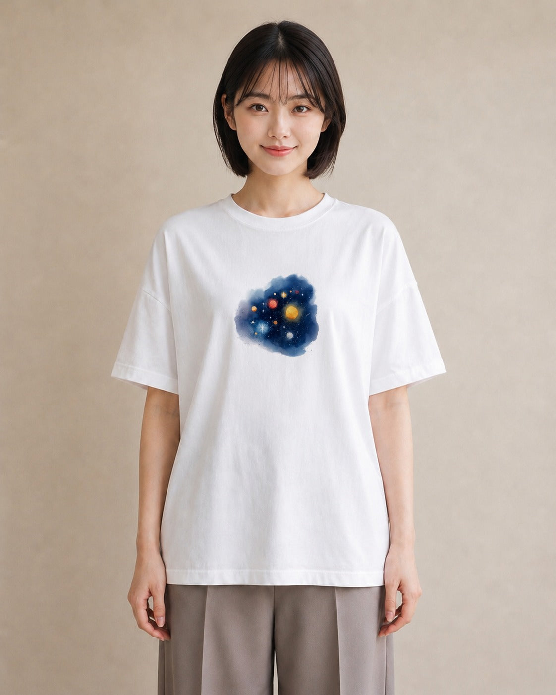 デザインTシャツ レディース 蠍座 星空 宇宙 イラスト ラフ 自分用 ルームウェア 白T YMAZO