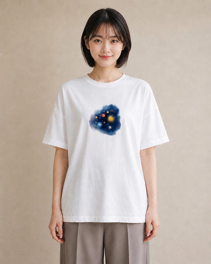 デザインTシャツ レディース 蠍座 星空 宇宙 イラスト ラフ 自分用 ルームウェア 白T YMAZO