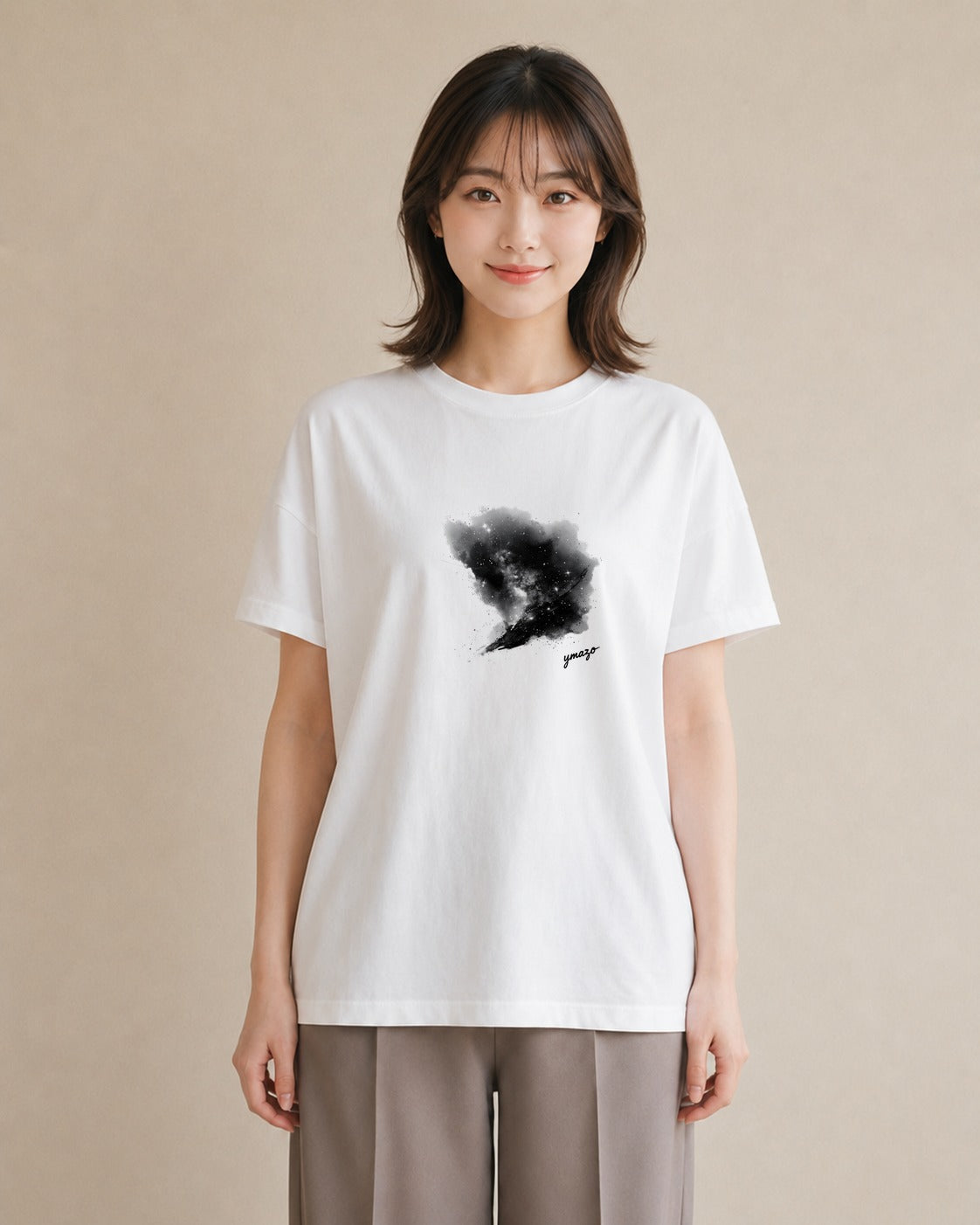 プリントTシャツ レディース 牡羊座 星空 宇宙 イラスト 旅行コーデ 送別ギフト 通勤 白T YMAZO
