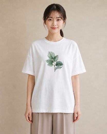 デザインTシャツ レディース 新緑 植物 ボタニカル イラスト ポップ 母娘コーデ 自分用 白T YMAZO