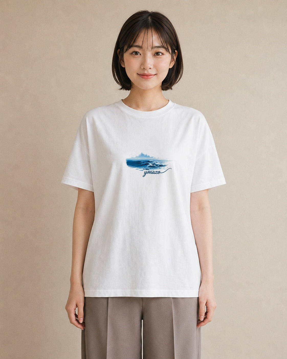 半袖Tシャツ レディース 波 星空 宇宙 イラスト シンプル おしゃれギフト 社会人 白T YMAZO