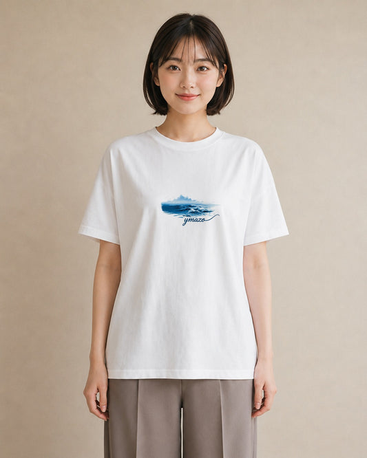 半袖Tシャツ レディース 波 星空 宇宙 イラスト シンプル おしゃれギフト 社会人 白T YMAZO