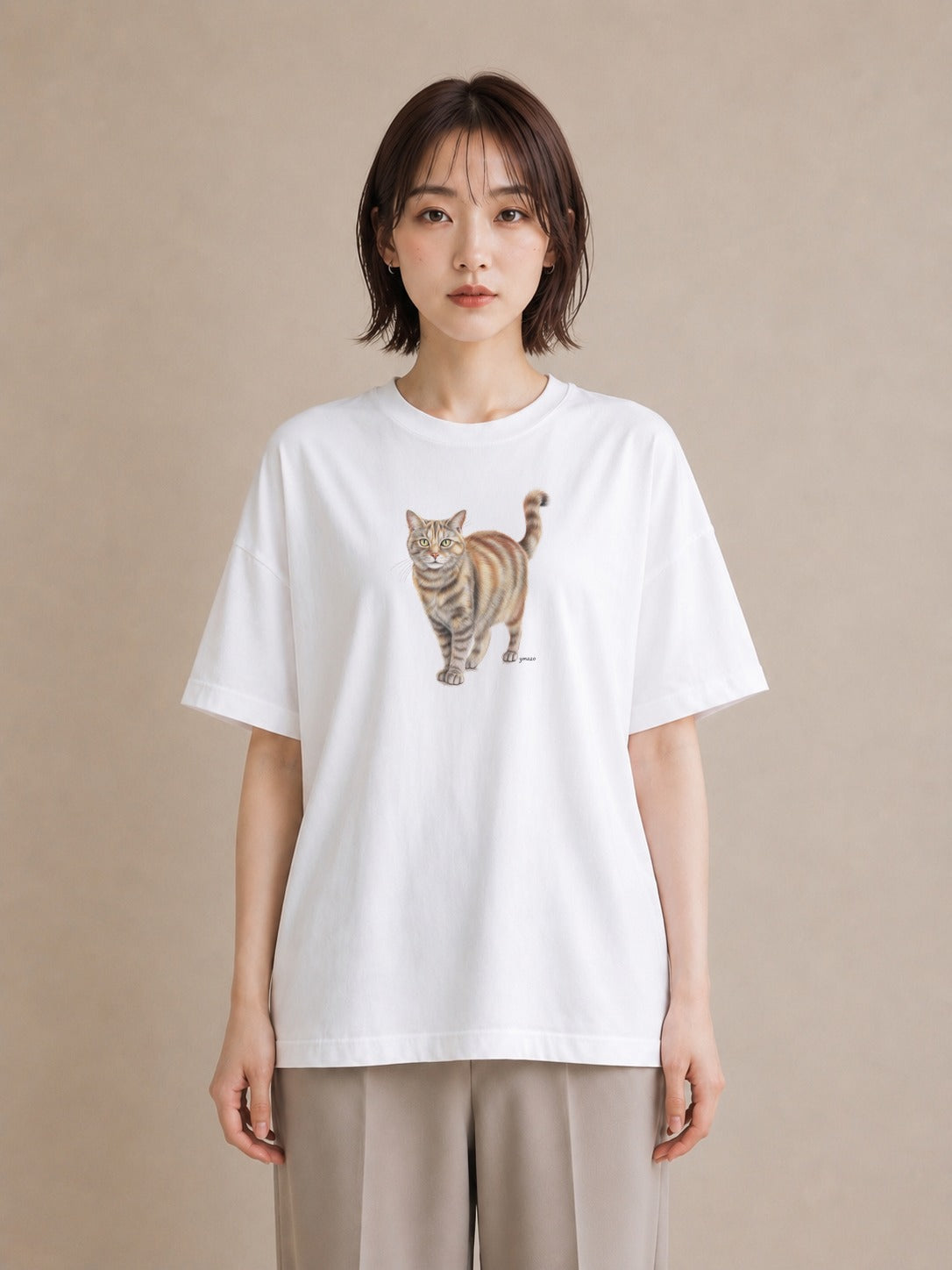 Tシャツ レディース 猫 ねこ イラスト ゆるかわ デート 帰省 白T YMAZO