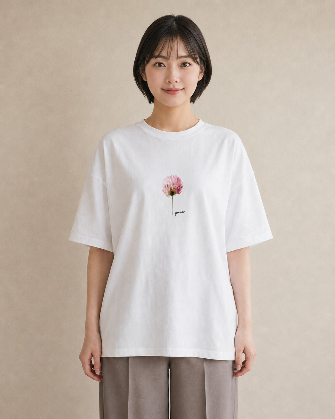 プリントTシャツ レディース ミモザ 花 花柄 イラスト 旅行コーデ カフェ服 クリスマス 白T