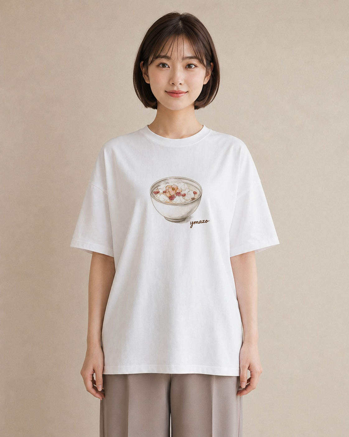 Tシャツ レディース ベーグル 食べ物 フード イラスト 韓国風 女性 旅行用 白T YMAZO