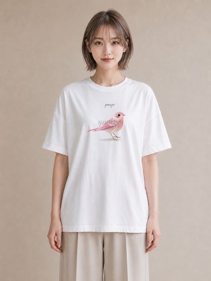 デザインTシャツ レディース ことり ペット 動物 イラスト 手描き風 誕生日プレゼント 綿100 白T YMAZO