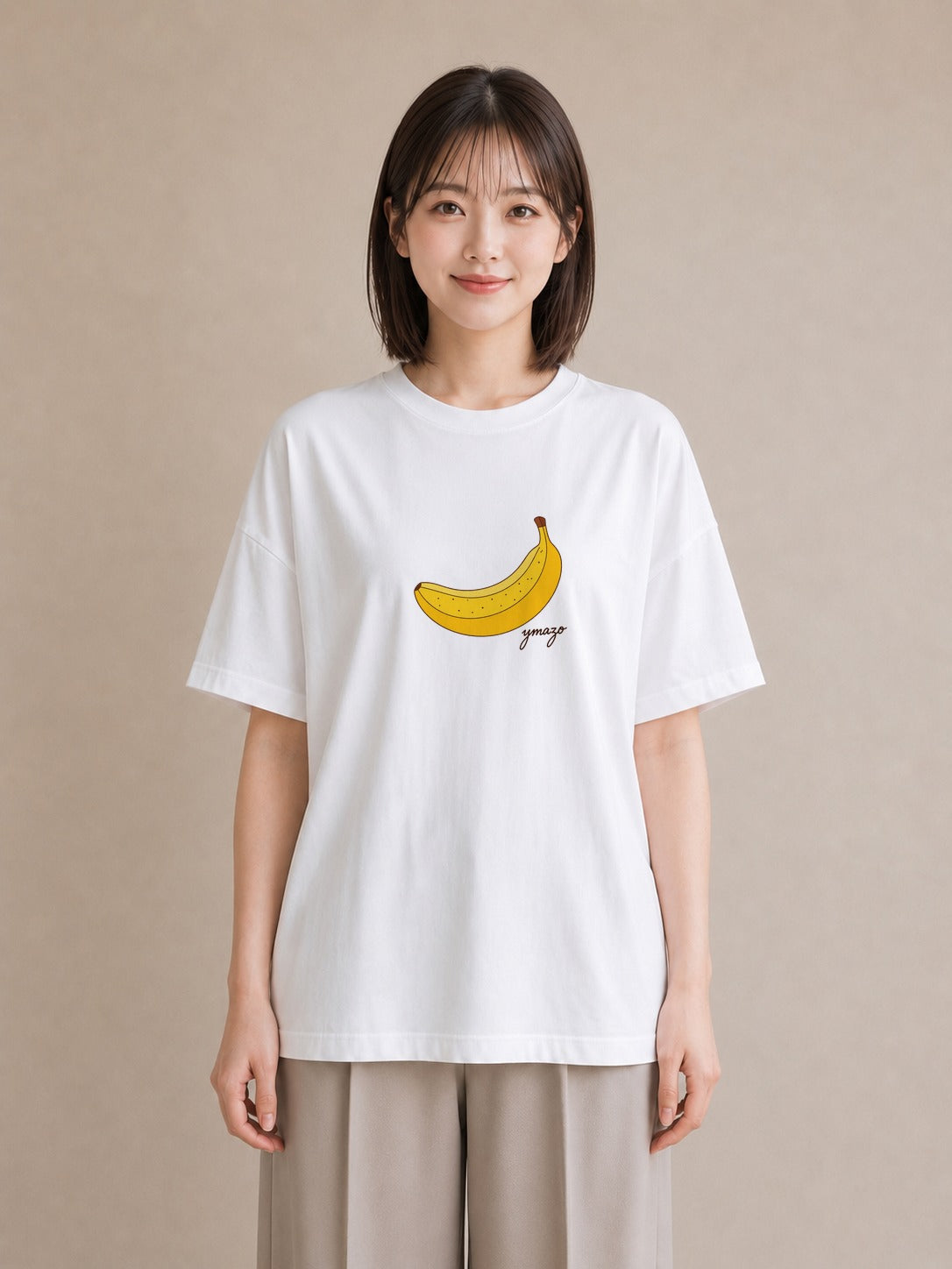デザインTシャツ レディース バナナ 食べ物 フード イラスト ニュアンス 母娘コーデ 自分用 白T YMAZO