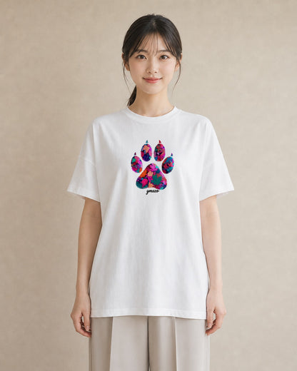 Tシャツ レディース 猫の手 猫 ねこ イラスト 普段使い 姉妹 送別ギフト 白T YMAZO