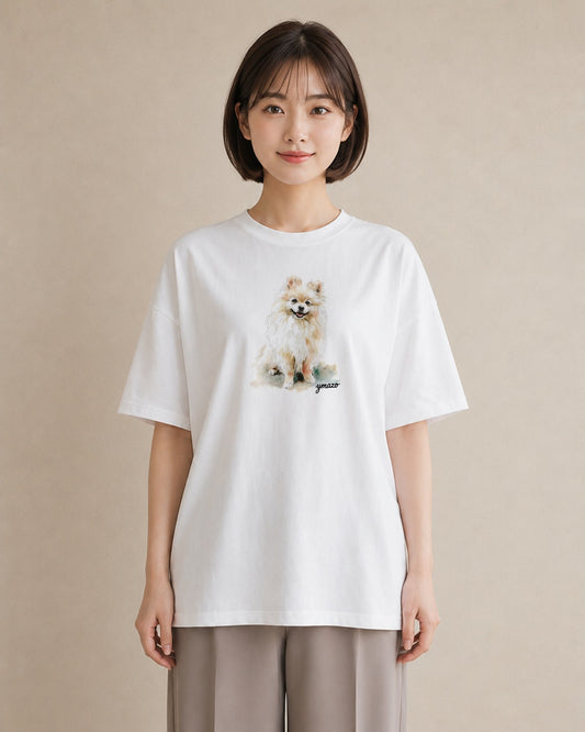 グラフィックTシャツ レディース わんちゃん 犬 いぬ イラスト 抜け感 通学 誕生日プレゼント 白T YMAZO