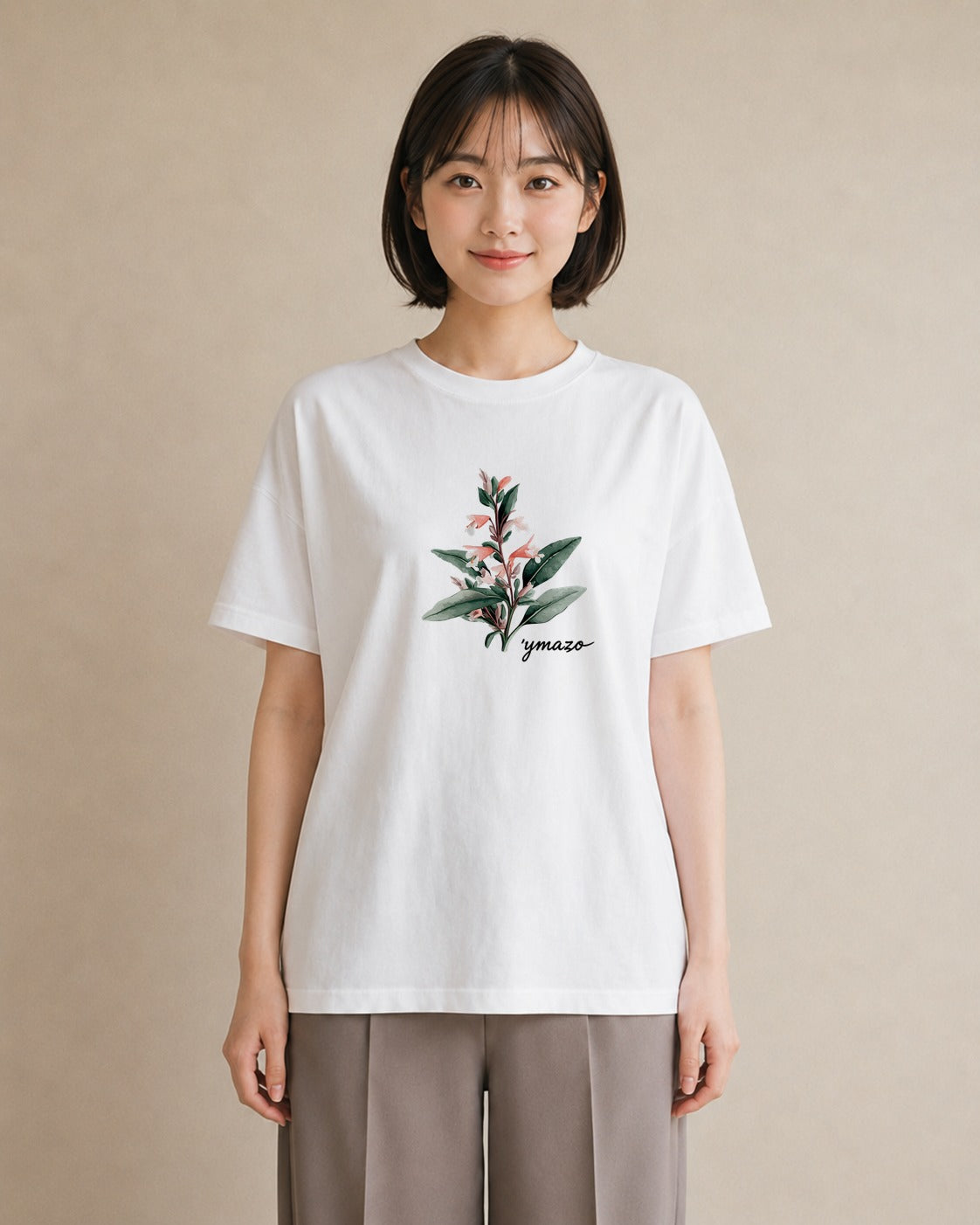 半袖Tシャツ レディース すずらん 花 花柄 イラスト お洒落 デイリーウェア 休日 白T