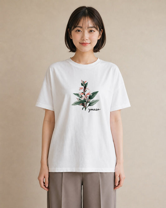 半袖Tシャツ レディース すずらん 花 花柄 イラスト お洒落 デイリーウェア 休日 白T YMAZO