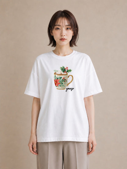 グラフィックTシャツ レディース ハーブティー 食べ物 フード イラスト フェミニン 旅行用 海 白T YMAZO