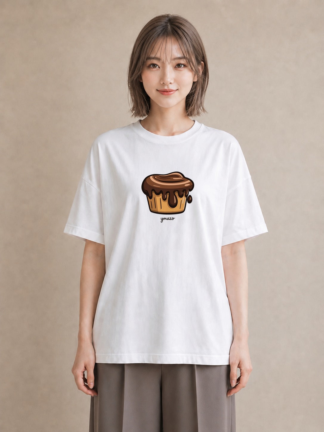 グラフィックTシャツ レディース スイーツ お菓子 デザート イラスト シンプル ビーチ デイリーウェア 白T YMAZO