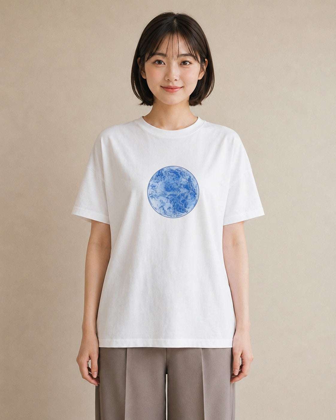 半袖Tシャツ レディース 獅子座 星空 宇宙 イラスト ゆるコーデ カフェ服 クリスマス 白T YMAZO