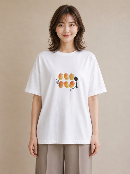 半袖Tシャツ レディース あんみつ 食べ物 フード イラスト こなれ感 お出かけ 普段着 白T YMAZO