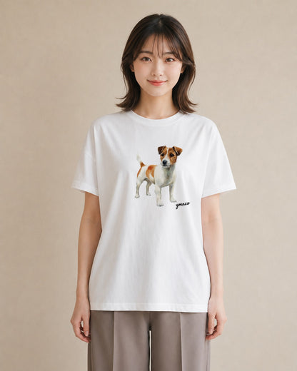 半袖Tシャツ レディース ミックス犬 犬 いぬ イラスト ラフカジュアル 親子 20代 白T YMAZO