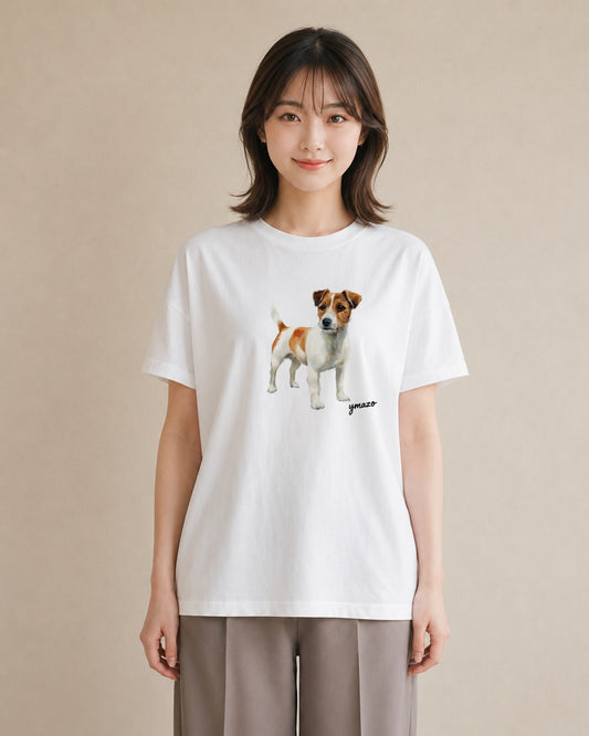 半袖Tシャツ レディース ミックス犬 犬 いぬ イラスト ラフカジュアル 親子 20代 白T