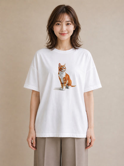 プリントTシャツ レディース 愛猫 猫 ねこ イラスト 手描き風 社会人 女性 白T YMAZO