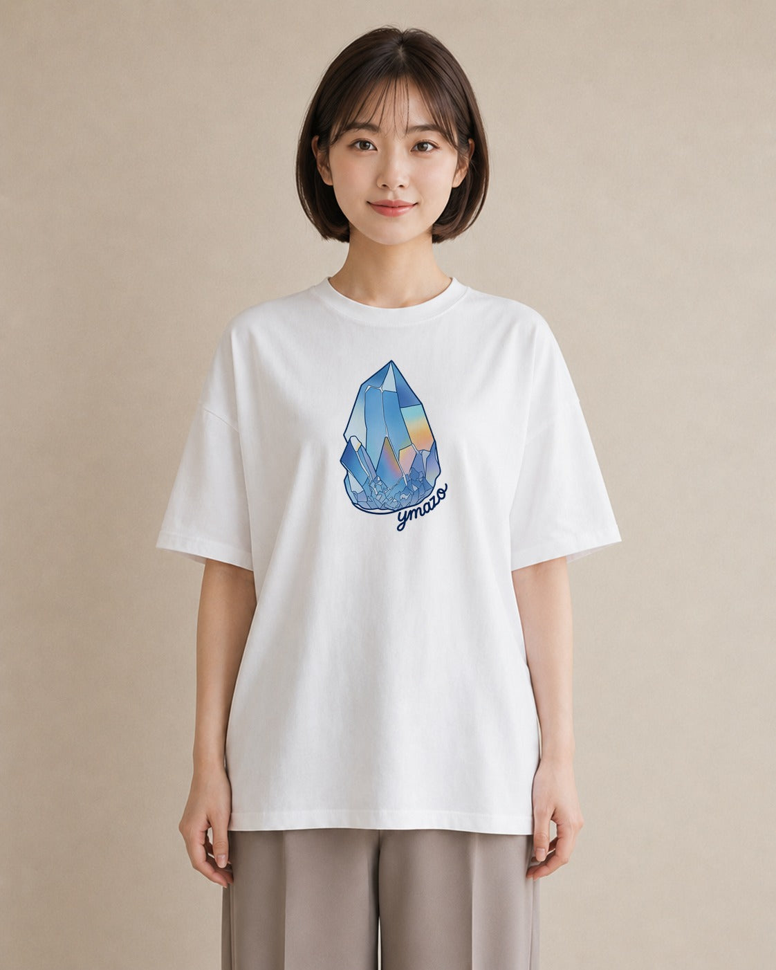 プリントTシャツ レディース オーロラ 星空 宇宙 イラスト ボタニカル 通勤 在宅 白T YMAZO