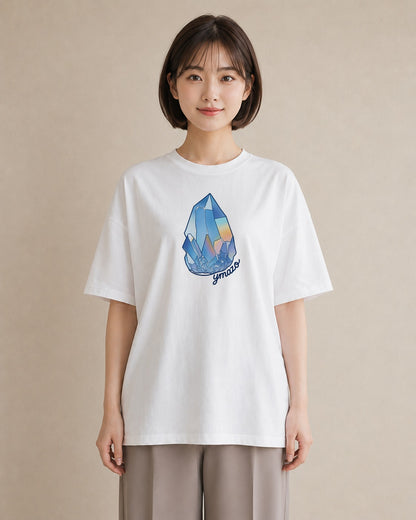 プリントTシャツ レディース オーロラ 星空 宇宙 イラスト ボタニカル 通勤 在宅 白T YMAZO