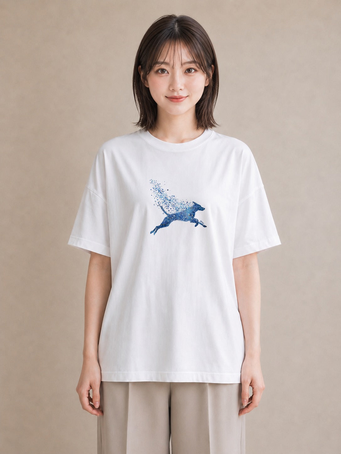 デザインTシャツ レディース 水瓶座 星空 宇宙 イラスト ミニマル 在宅 公園 白T YMAZO