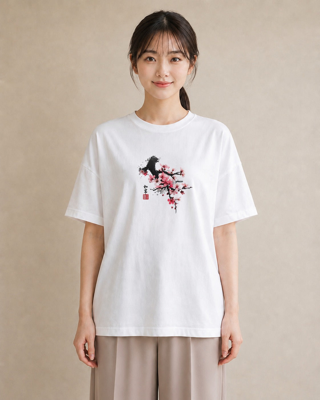 Tシャツ レディース 梅 花 花柄 イラスト モード ルームウェア ギフト 白T