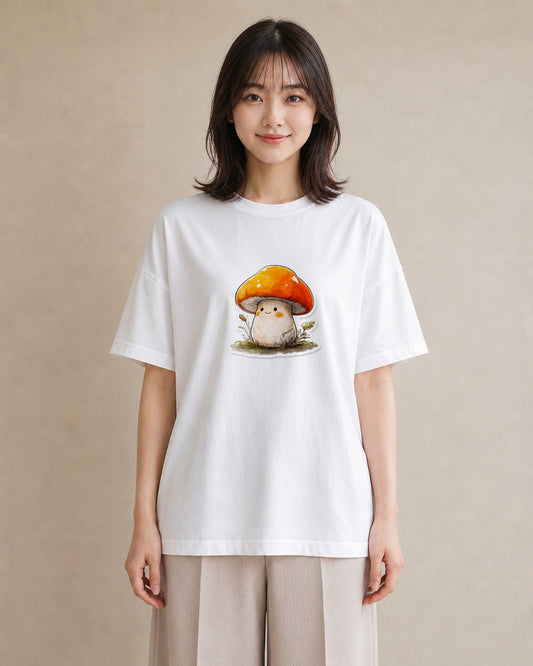 グラフィックTシャツ レディース きのこ 植物 ボタニカル イラスト 抜け感 親子 20代 白T YMAZO