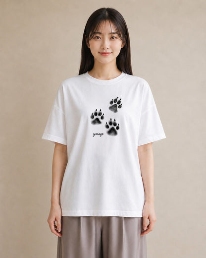 半袖Tシャツ レディース 肉球 猫 ねこ イラスト レトロ 秋コーデ おしゃれギフト 白T YMAZO