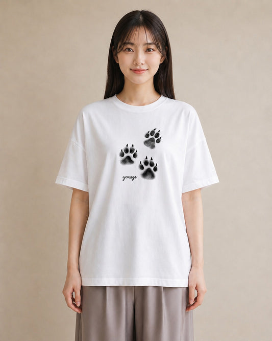 半袖Tシャツ レディース 肉球 猫 ねこ イラスト レトロ 秋コーデ おしゃれギフト 白T YMAZO