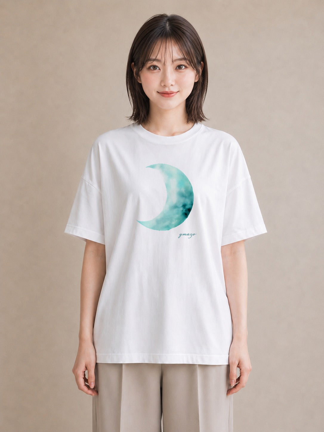 デザインTシャツ レディース 月 星空 宇宙 イラスト ラフ 友達ギフト 部屋着 白T YMAZO