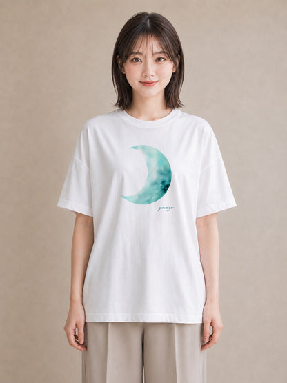 デザインTシャツ レディース 月 星空 宇宙 イラスト ラフ 友達ギフト 部屋着 白T YMAZO