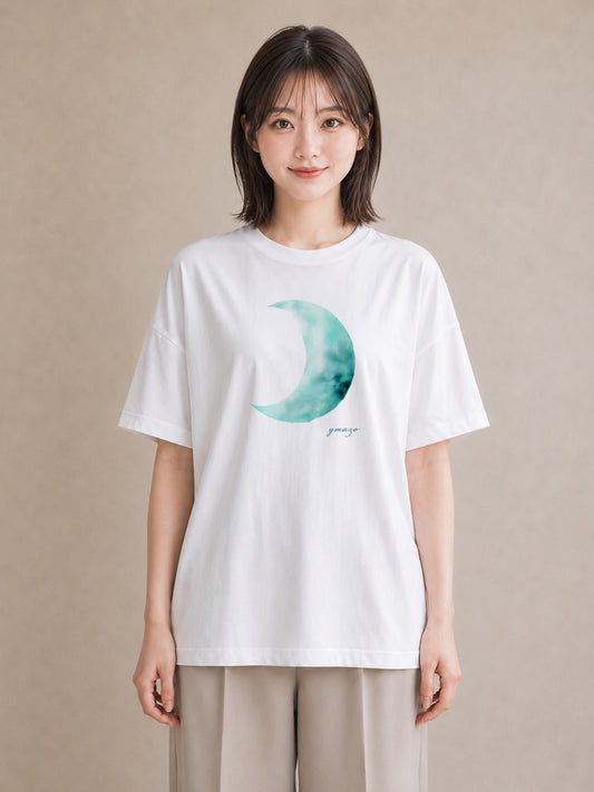 デザインTシャツ レディース 月 星空 宇宙 イラスト ラフ 友達ギフト 部屋着 白T YMAZO