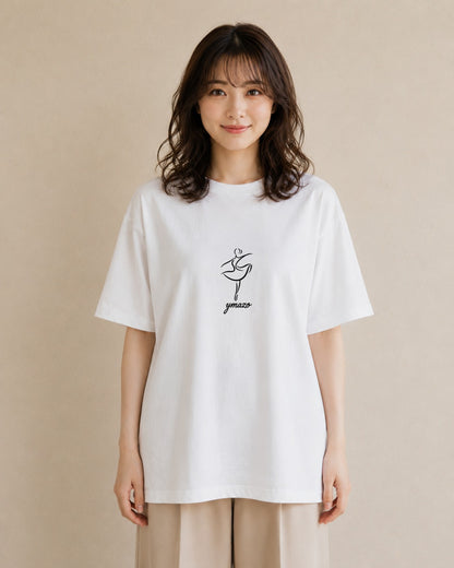 グラフィックTシャツ レディース バレエシューズ バレエ トウシューズ ナチュラル アンティーク イラスト ニュアンス 送別ギフト 通勤 白T YMAZO