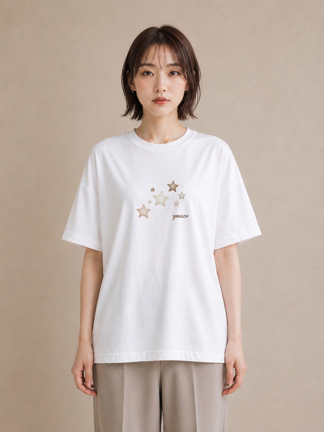 Tシャツ レディース 星 星空 宇宙 イラスト ニュアンス 普段着 週末コーデ 白T YMAZO