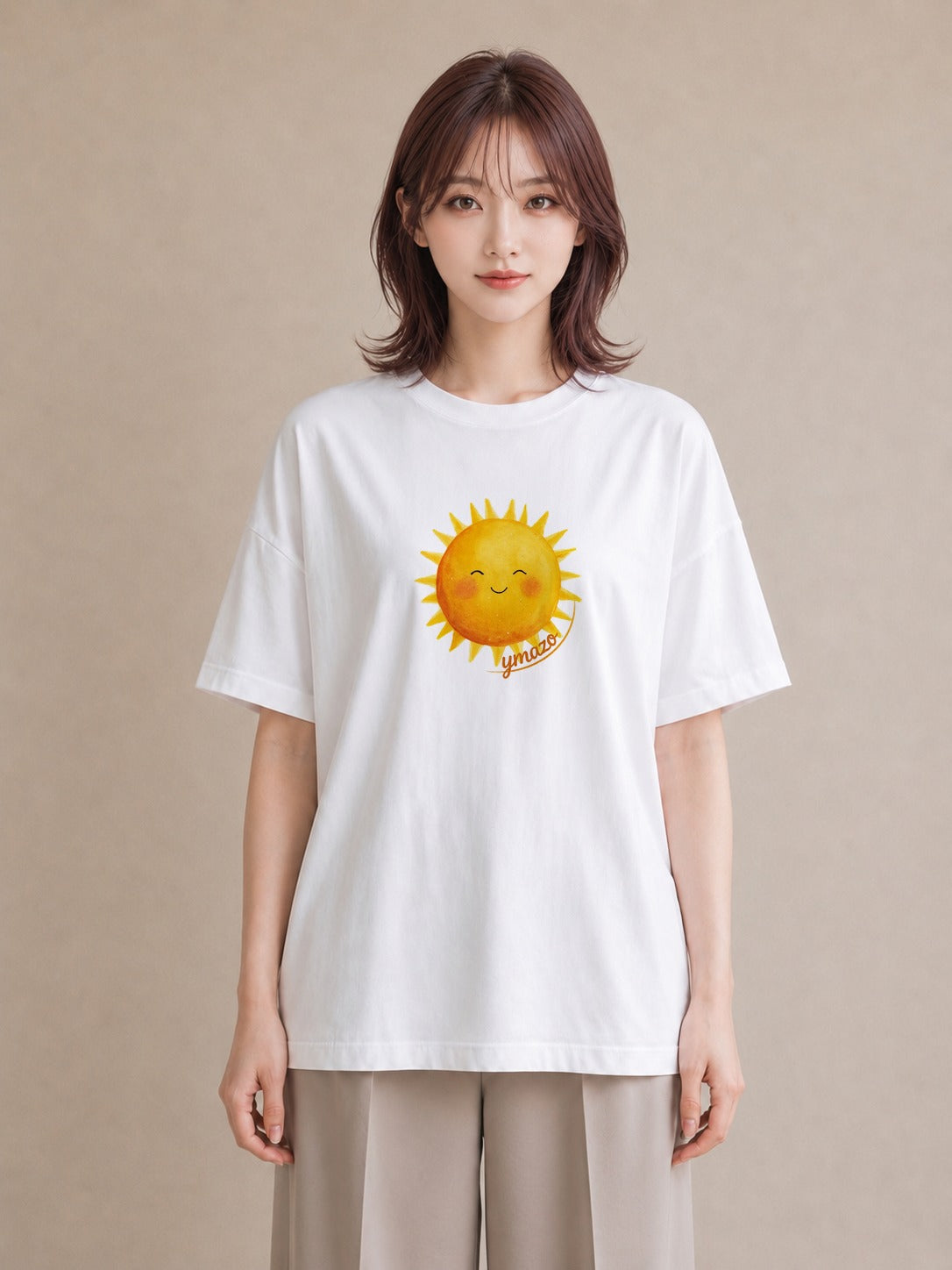 グラフィックTシャツ レディース 太陽 星空 宇宙 イラスト 可愛い ミセス 春コーデ 白T YMAZO