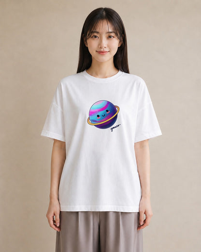 Tシャツ レディース 惑星 星空 宇宙 イラスト ミニマル 通勤 在宅 白T YMAZO