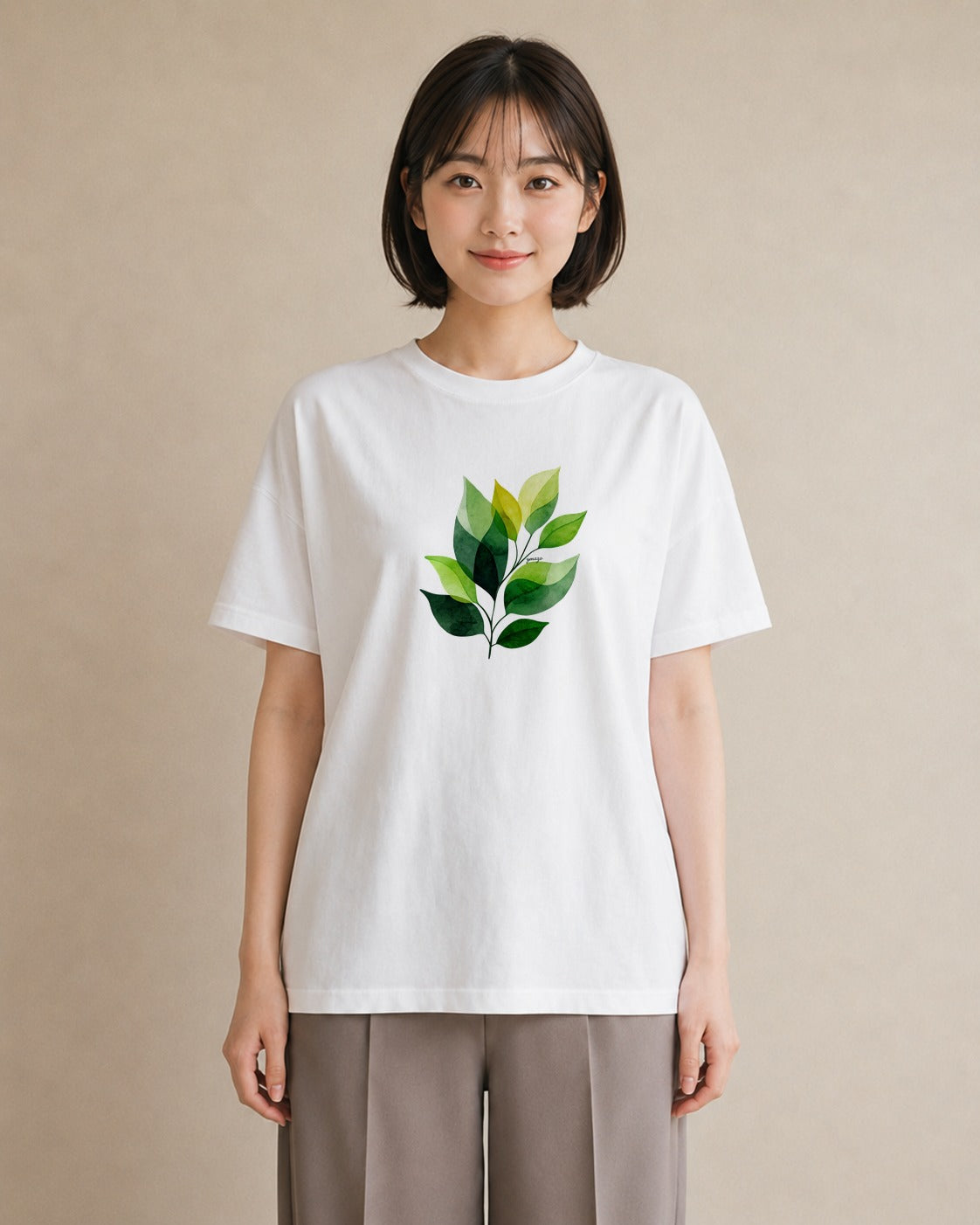 Tシャツ レディース ハーブ 植物 ボタニカル イラスト お洒落 ミセス 春コーデ 白T YMAZO
