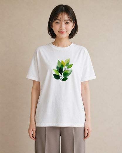 Tシャツ レディース ハーブ 植物 ボタニカル イラスト お洒落 ミセス 春コーデ 白T YMAZO