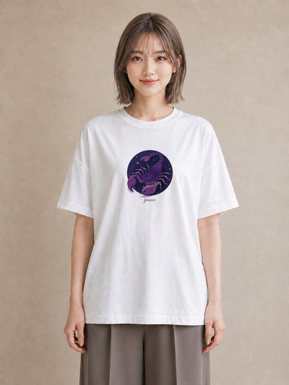 グラフィックTシャツ レディース 蟹座 星空 宇宙 イラスト 抜け感 お揃い 親子 白T YMAZO