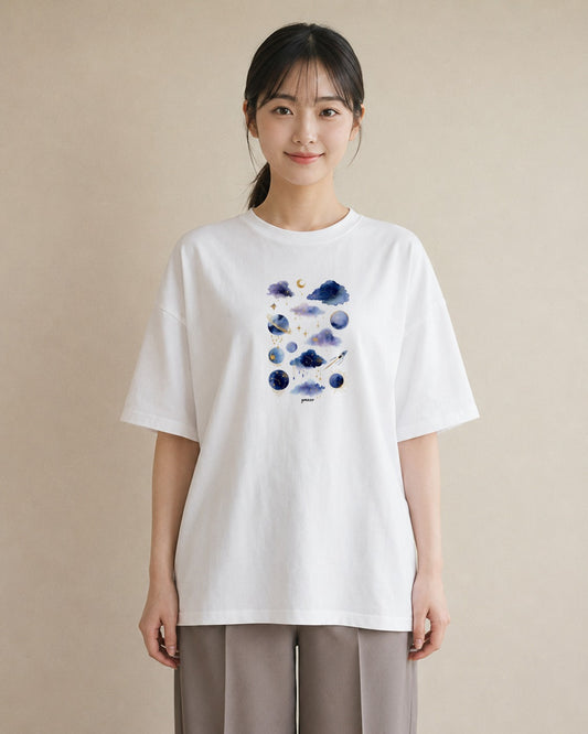 プリントTシャツ レディース 牡牛座 星空 宇宙 イラスト 個性的 秋コーデ おしゃれギフト 白T YMAZO